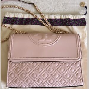 Tory Burch Fleming Quilted Lambskin Leather Convertible Shoulder Bag